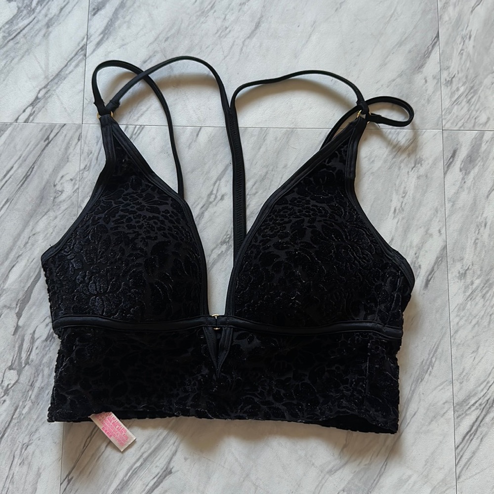 PINK velvet bralette XS new